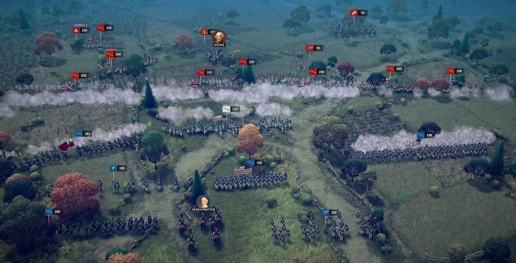 Ultimate General American Revolution screenshot about a land battle between british and americans