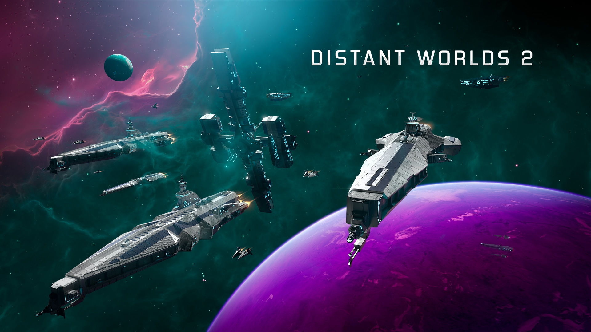 Distant Worlds 2 Header Image of capital ships near a planet