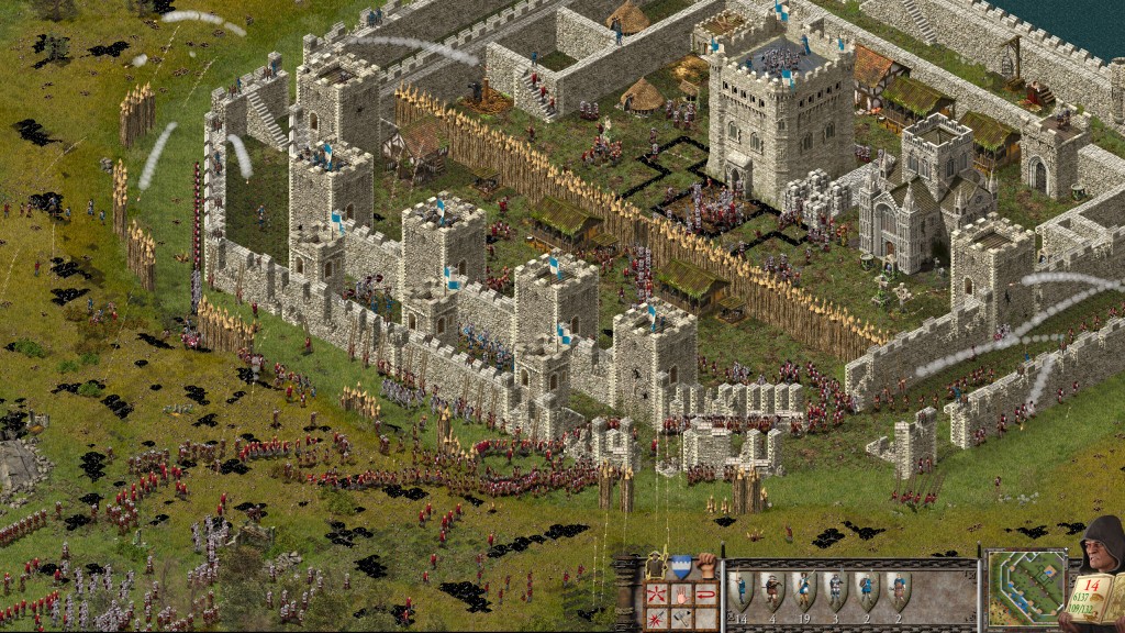 Stronghold Definitive Edition screenshot of an enemy force attacking a friendly castle